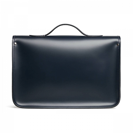 Zatchels Classic Satchel Navy Handle 14.5-inch